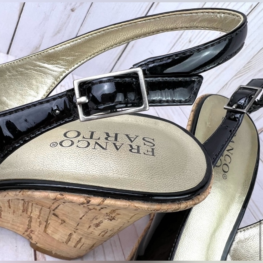 Franco Sarto patent leather wedge heel sandals - size 8.5 - Picture 11 of 16